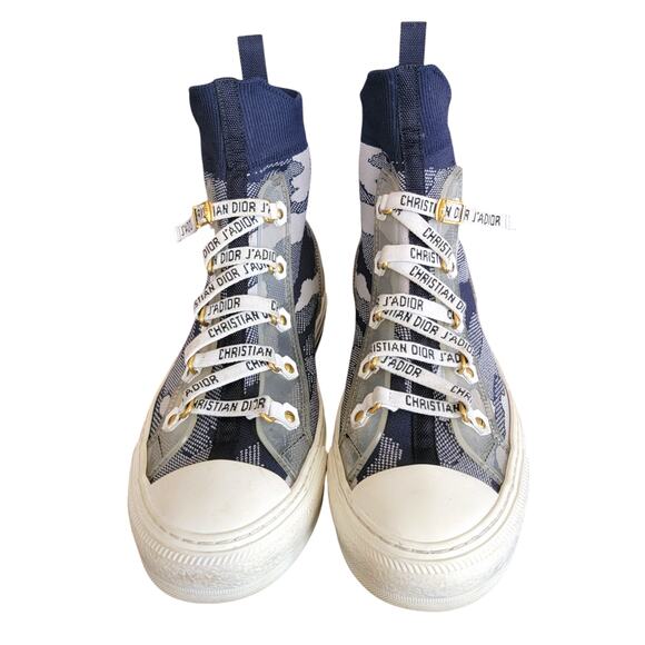 Dior Shoes - Christian Dior Walk N’ Dior J’Adior Blue Gray Camo Knit Sneakers 37.5 / US 7.5
